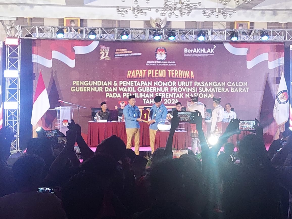 Mahyeldi-Vasko Mendapat Nomor Urut 1 dalam Pilgub Sumbar 2024