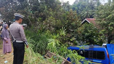 Laka Tunggal di Pitalah, Minibus Tanjung Jaya Hilang Kendali hingga Masuk Pekarangan Warga